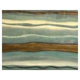 Abstract Seascape Painting on Canvas - Aqua Waves & Gold Stripe