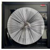 Op Art Circular Disc - Black Frame Wall Decor with Striped Optical Pattern