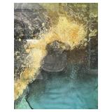 Framed Abstract Art Print - Black Frame & Gold Trim #1