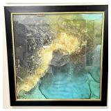 Framed Abstract Art Print - Black Frame & Gold Trim #1