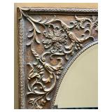 Ornate Floral Frame Wall Mirror - Oval Glass, Antique Finish