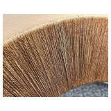 Round Wall Mirror with Textured Brown Rattan Frame