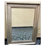 Large Beveled Silver Frame Wall Mirror with Multi-Layer Moldings