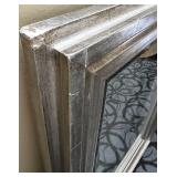 Large Beveled Silver Frame Wall Mirror with Multi-Layer Moldings