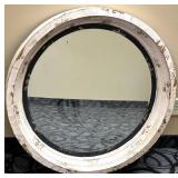 Round Porthole Mirror - Distressed White Frame & Rust