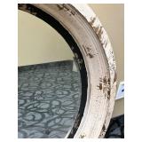 Round Porthole Mirror - Distressed White Frame & Rust