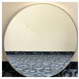 Round Wood Frame Wall Mirror - Natural Finish, Circular Accent