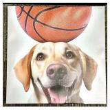 Dog Wall Art Set - 4 Framed Prints: Regal Duo, Chalkboard Dogs, Basketball Dog, Baseball Cap Dog