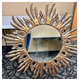 Sunburst Mirror - Gold Leaf Finish, Round Wall Decor