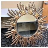 Sunburst Mirror - Gold Leaf Finish, Round Wall Decor