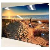 Beach Path at Sunset Canvas Wall Art - Coastal Seascape Decor