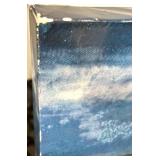 Abstract Blue Ocean Canvas Painting with Gold Leaf Accents