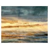 Abstract Seascape Painting on Canvas - Unframed - Blue, Turquoise & Gold