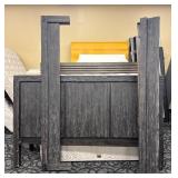 King Bed Frame with Headboard - Weathered Gray Wood Finish