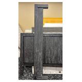 King Bed Frame with Headboard - Weathered Gray Wood Finish