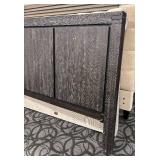 King Bed Frame with Headboard - Weathered Gray Wood Finish