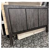King Bed Frame with Headboard - Weathered Gray Wood Finish