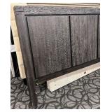 King Bed Frame with Headboard - Weathered Gray Wood Finish