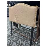 Belnick Twin Headboard - Beige Upholstered with Nailhead Trim