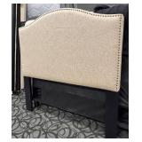 Home Meridian Queen Headboard - Beige Upholstery with Nailhead Trim