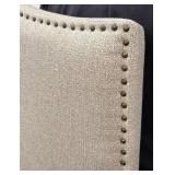Home Meridian Queen Headboard - Beige Upholstery with Nailhead Trim