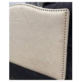 Home Meridian Queen Headboard - Beige Upholstery with Nailhead Trim