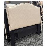 Home Meridian Queen Headboard - Beige Upholstery with Nailhead Trim