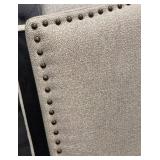 Home Meridian Queen Headboard - Beige Upholstery with Nailhead Trim