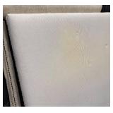 Queen Upholstered Headboard - Light Gray Fabric with Nailhead Trim