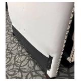 Queen Upholstered Headboard - Light Gray Fabric with Nailhead Trim
