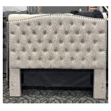 Hillsdale Queen-Size Headboard - Tufted Gray Upholstery with Nailhead Trim