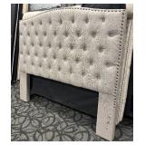 Hillsdale Queen-Size Headboard - Tufted Gray Upholstery with Nailhead Trim