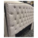 Hillsdale Queen-Size Headboard - Tufted Gray Upholstery with Nailhead Trim