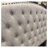 Hillsdale Queen-Size Headboard - Tufted Gray Upholstery with Nailhead Trim