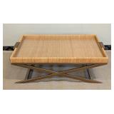 Vieux Carre Coffee Table - 47 x 28 x 16 in - Rattan Tray Top & Bronze Base