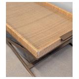 Vieux Carre Coffee Table - 47 x 28 x 16 in - Rattan Tray Top & Bronze Base