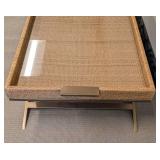 Vieux Carre Coffee Table - 47 x 28 x 16 in - Rattan Tray Top & Bronze Base