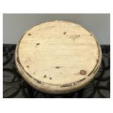 Stool - 24 in H x 13 in Dia, Distressed Wood Seat & Black Metal Frame