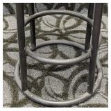 Stool - 24 in H x 13 in Dia, Distressed Wood Seat & Black Metal Frame