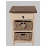Wood Storage Table & 2 Woven Baskets - 20 x 15.5 in, 32 in High