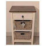 Wood Storage Table & 2 Woven Baskets - 20 x 15.5 in, 32 in High