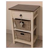 Wood Storage Table & 2 Woven Baskets - 20 x 15.5 in, 32 in High