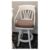 Bar Height Stools Set of 3 - White Frames with Brown Pattern Cushions