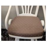 Bar Height Stools Set of 3 - White Frames with Brown Pattern Cushions