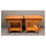 Nichols & Stone Wood Side Tables Pair - 26W x 17D x 27H