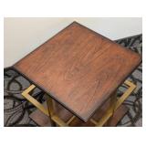 Stanley Furniture Company Side Table - 18 x 18 in Wood Top, 19 in High, Gold-Tone Base