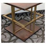 Stanley Furniture Company Side Table - 18 x 18 in Wood Top, 19 in High, Gold-Tone Base
