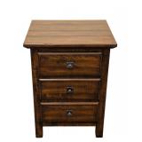 Wood Side Table & 3-Drawer - 21 W x 18 D x 28 H in - Dark Walnut Finish