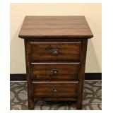 Wood Side Table & 3-Drawer - 21 W x 18 D x 28 H in - Dark Walnut Finish