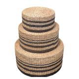 Three-Tier Woven Round Baskets - 24 in Dia Bottom, 12 in H
